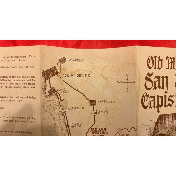Old Mission San Juan Capistrano Map & Guide 1940s SoCal Vintage Travel Brochure - Picture 7 of 8